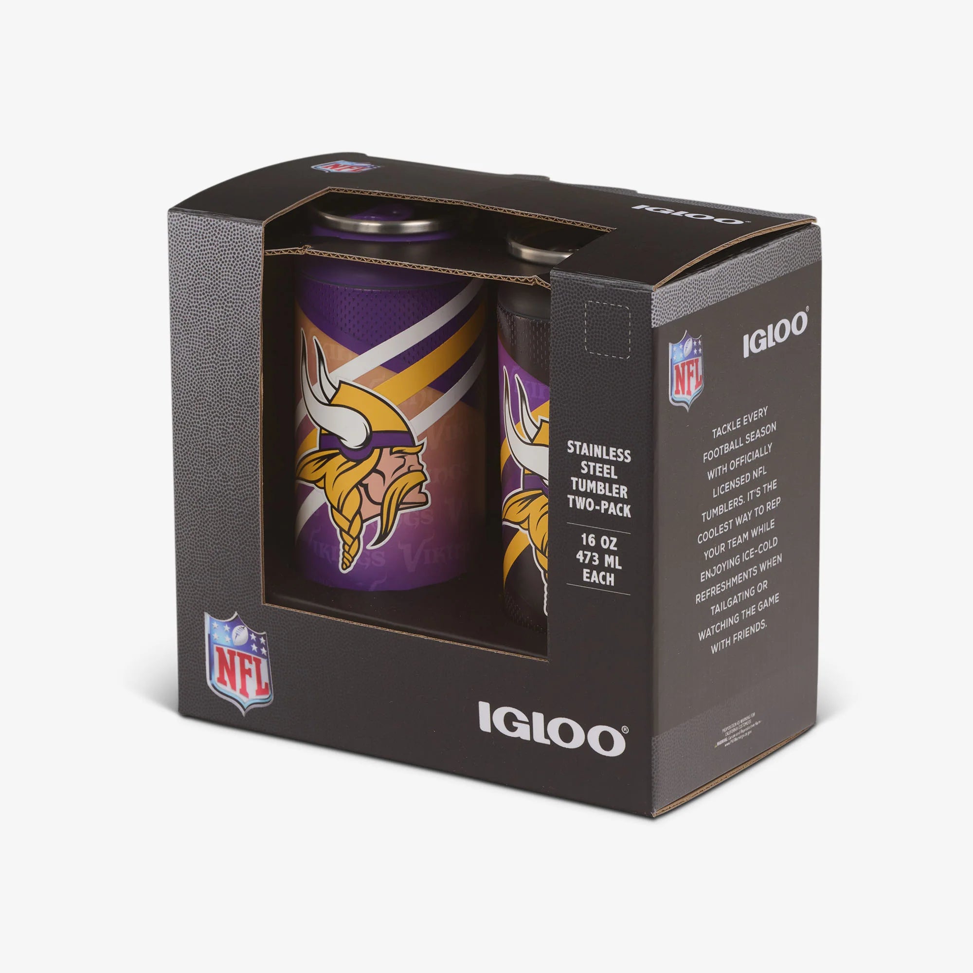 Igloo Insulated Cooler Durable Cooler Minnesota Vikings Home & Away 16 Oz Can 2-Pack - Image 5